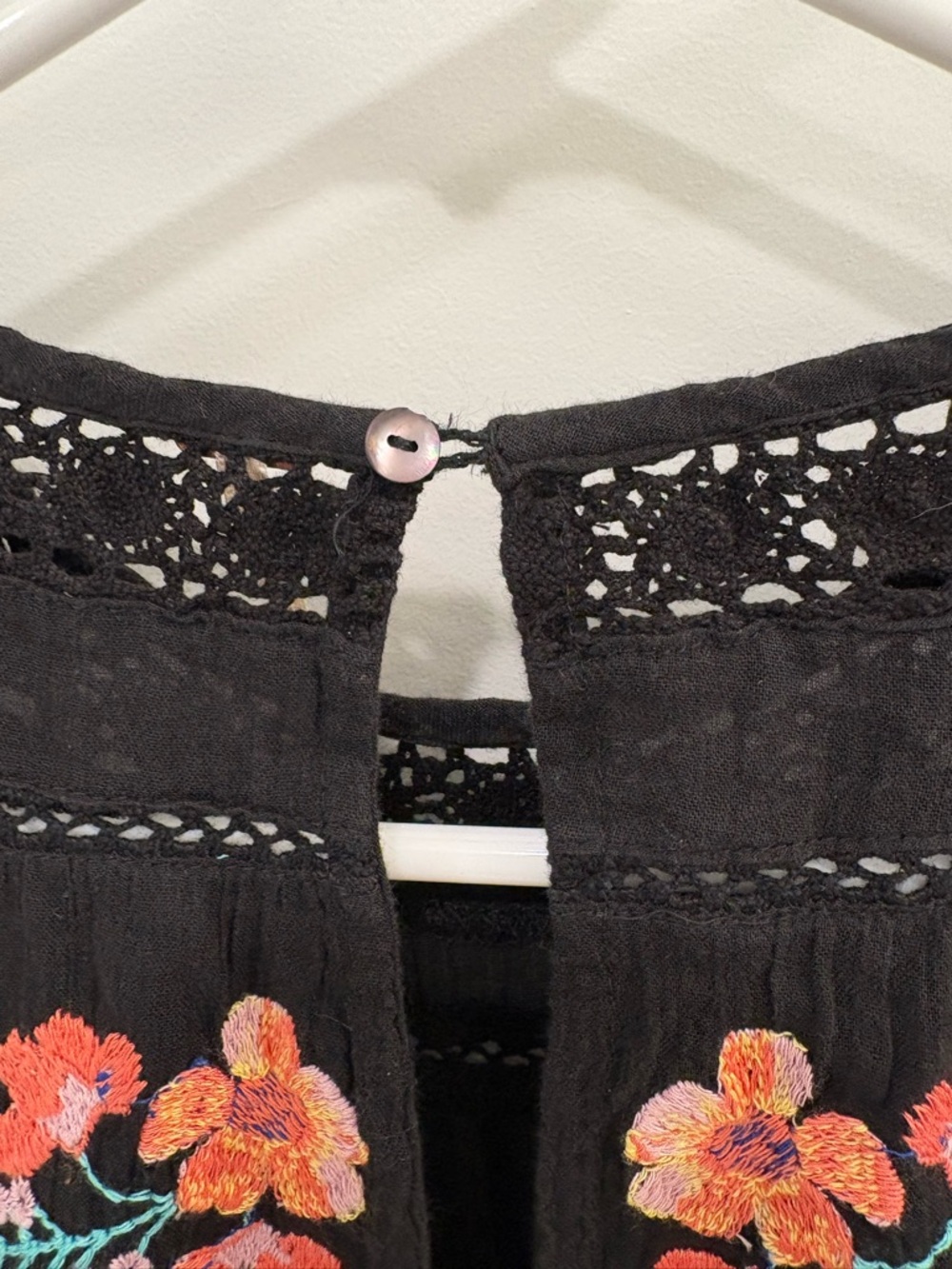 Free People Perfectly Victorian Black Cotton Embroidered Mini Dress Size XS - Picture 8 of 12